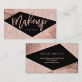 Make-upkünstler-Rosengoldfarbblocktypographie Visitenkarte (Vorne/Hinten)