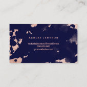 Make-upkünstler-Rosengoldmarineblau Watercolor Visitenkarte (Rückseite)