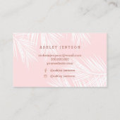 Make-upkünstler-Rosengoldskriptrosa-Palme Visitenkarte (Rückseite)