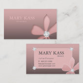 Make-upkünstler-Schmuck-Rosa-Blumen-Weiß-Diamanten Visitenkarte (Vorne/Hinten)