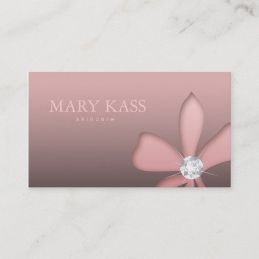 Make-upkünstler-Schmuck-Rosa-Blumen-Weiß-Diamanten Visitenkarte (Vorderseite)