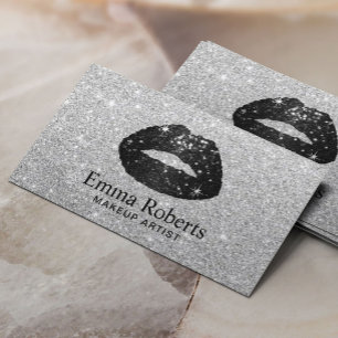 Make-upkünstler-Schwarz-Glitzer-Lippenmodernes Visitenkarte