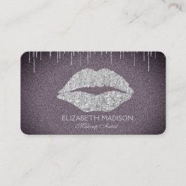 Make-upkünstler-Silber-Glitzer-Lippen mit Lila Visitenkarte