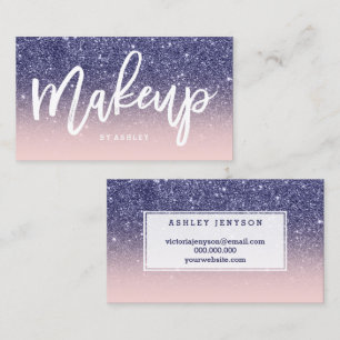 Make-upkünstler-Typografie-Marineblau-Glitterrosa Visitenkarte