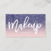 Make-upkünstler-Typografie-Marineblau-Glitterrosa Visitenkarte (Vorderseite)