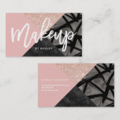 Make-upkünstler-Typografie-Rosengoldfarbblock Visitenkarte (Vorne/Hinten)