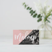 Make-upkünstler-Typografie-Rosengoldfarbblock Visitenkarte (Stehend Vorderseite)