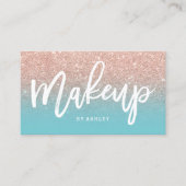 Make-upkünstler-Typografie-Rosengoldrobbin Eiblau Visitenkarte (Vorderseite)