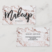 Make-upkünstler-Typografie-Rosengoldweißmarmor Visitenkarte (Vorne/Hinten)