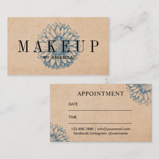 Make-upkünstler-Vintage Terminkarte (Vorne/Hinten)