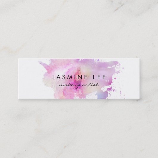 Make-upkünstler Watercolor des Chic lila Budget Mini Visitenkarte (Vorderseite)