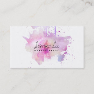 Make-upkünstler Watercolor des Chic moderner lila Visitenkarte