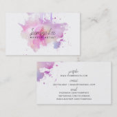 Make-upkünstler Watercolor des Chic moderner lila Visitenkarte (Vorne/Hinten)