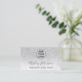 Make-uplogotypographiemarmor-Silber-Glitter Visitenkarte (Stehend Vorderseite)