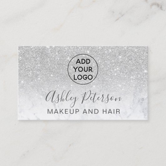 Make-uplogotypographiemarmor-Silber-Glitter Visitenkarte (Vorderseite)