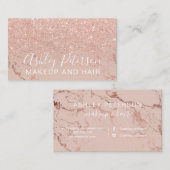 Make-upmarmortypographie erröten RosengoldGlitter Visitenkarte (Vorne/Hinten)
