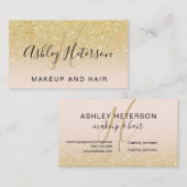 Make-upmonogrammskript Chic-GoldGlitter erröten Visitenkarte (Vorne/Hinten)
