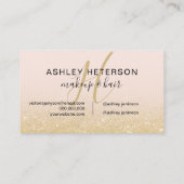 Make-upmonogrammskript Chic-GoldGlitter erröten Visitenkarte (Rückseite)
