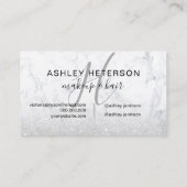 Make-upmonogrammskriptmarmor-Silber-Glitter Visitenkarte (Rückseite)