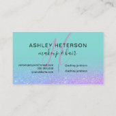 Make-upmonogrammtürkisrosa-Glitterskript Visitenkarte (Rückseite)
