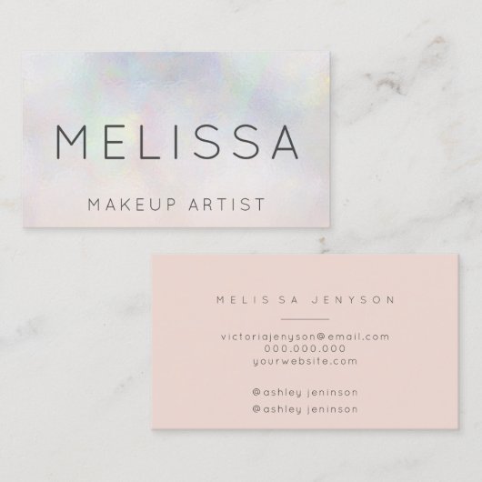 Make-upnamenstypographie erröten Perle Nacre Visitenkarte (Vorne/Hinten)