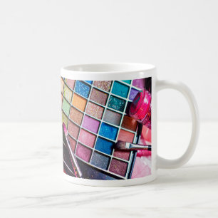 Make-uppalette und Bürsten - Schönheits-Druck Kaffeetasse