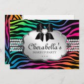 Make-upParty Einladungzebra-Regenbogen-Schmuck Einladung (Vorne/Hinten)