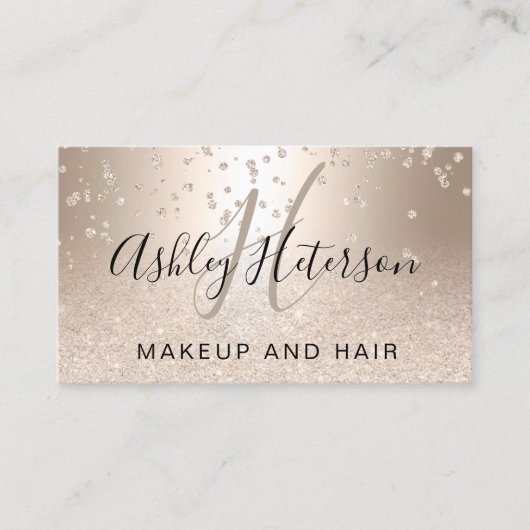 Make-upskript Confetti Chic-GoldGlitter metallisch Visitenkarte (Vorderseite)