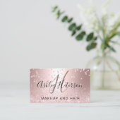 Make-upskript Confetti-Rosen-GoldGlitter Visitenkarte (Stehend Vorderseite)