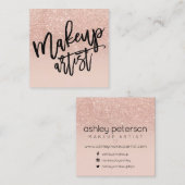 Make-uptypographie-Rosen-GoldGlitter erröten Rosa Quadratische Visitenkarte (Vorne/Hinten)