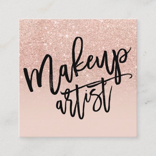 Make-uptypographie-Rosen-GoldGlitter erröten Rosa Quadratische Visitenkarte (Vorderseite)