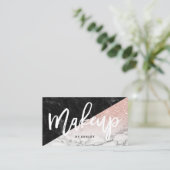 Make-uptypographie-RosengoldGlitter-Blockmarmor Visitenkarte (Stehend Vorderseite)