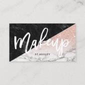 Make-uptypographie-RosengoldGlitter-Blockmarmor Visitenkarte (Vorderseite)