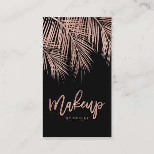 Make-uptypographie-Rosengoldpalme-Blattschwarzes Visitenkarte