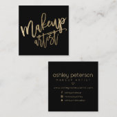 Make-uptypographiegoldschwarzsozialmedien Quadratische Visitenkarte (Vorne/Hinten)