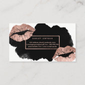 Make-uptypographielippenRosengoldschwarzes Visitenkarte (Rückseite)