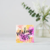 Make-uptypographierosa-Gelb-BlumenAquarell Quadratische Visitenkarte (Stehend Vorderseite)