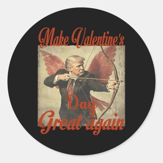 Make Valentine's Day Great Again Funny Trump Valen Runder Aufkleber (Vorderseite)
