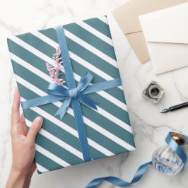 Make Your Gift Graceful in Teal Blue & White Geschenkpapier