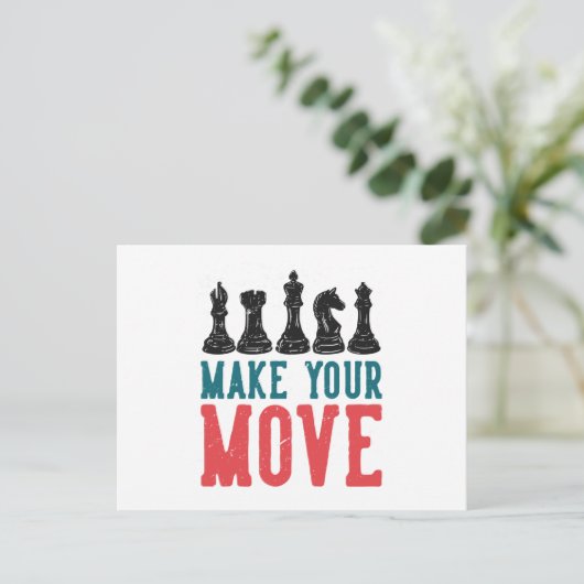 Make your Move Chess Piece Postkarte (Stehend Vorderseite)