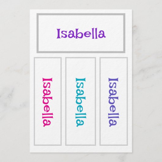 Make Your Own Bookmarks Add Name DIY Activity Menükarte (Rückseite)