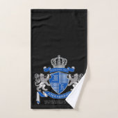 Make Your Own Coat of Arms Blue Silver Lion Emblem Badhandtuch Set (Handtuch)