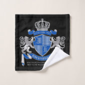 Make Your Own Coat of Arms Blue Silver Lion Emblem Badhandtuch Set (Waschlappen)