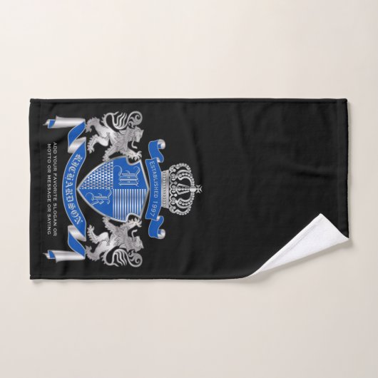 Make Your Own Coat of Arms Blue Silver Lion Emblem Badhandtuch Set (Handtuch)