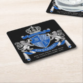 Make Your Own Coat of Arms Blue Silver Lion Emblem Rechteckiger Pappuntersetzer (angewinkelt)