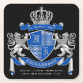 Make Your Own Coat of Arms Blue Silver Lion Emblem Rechteckiger Pappuntersetzer (Vorderseite)
