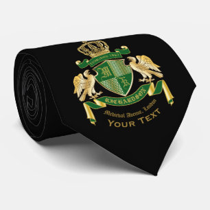 Make Your Own Coat of Arms Green Gold Eagle Emblem Krawatte