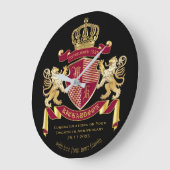 Make Your Own Coat of Arms Red Gold Lion Emblem Große Wanduhr (Winkel)