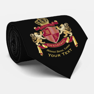 Make Your Own Coat of Arms Red Gold Lion Emblem Krawatte