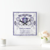 Make Your Own Coat of Arms Silver Horse Shield Quadratische Wanduhr (Zuhause)